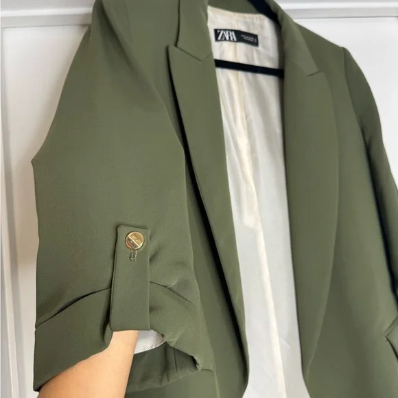Zara Women's Vibrant Green Suit Jacket - Picture 4 of 4